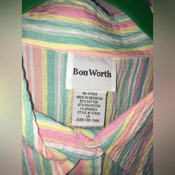 NWT Bon Worth | Women’s Colorful Stripe Pattern Button Down Blouse Top - Picture 3 of 11